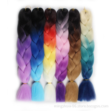 Synthetic Rainbow Ombre Color Jumbo Braiding Hair Extensions For Dreadlocks Crochet braids